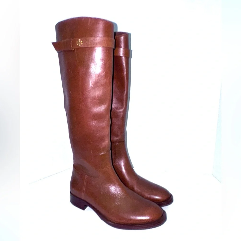 Tory Burch Everly Strap Sierra Brown Tall Riding Boots 5.5